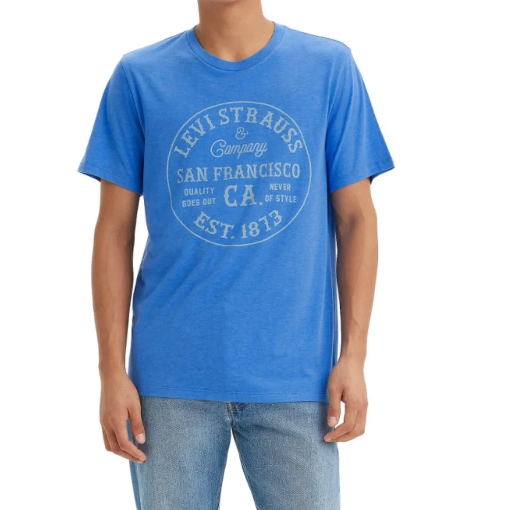 Levi's Men's Light Blue Circle Stamp Graphic T Shirt Sz-L